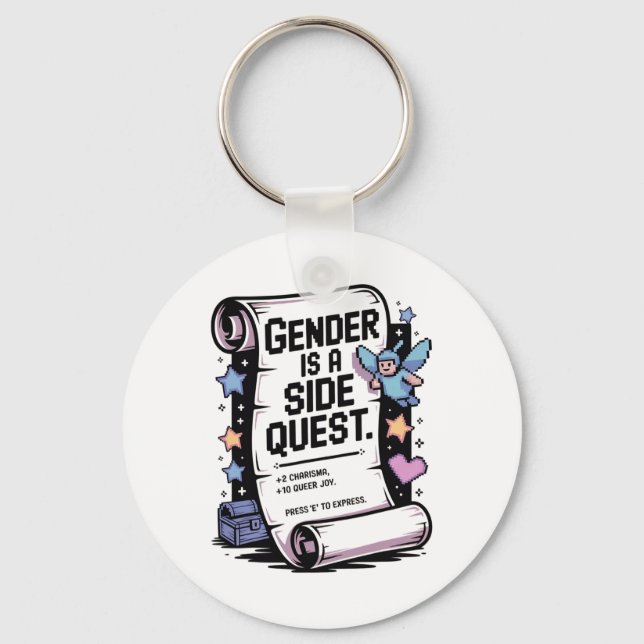 Non-binary Gamer Gender Is A Side Quest Video Game Key Ring (Front)