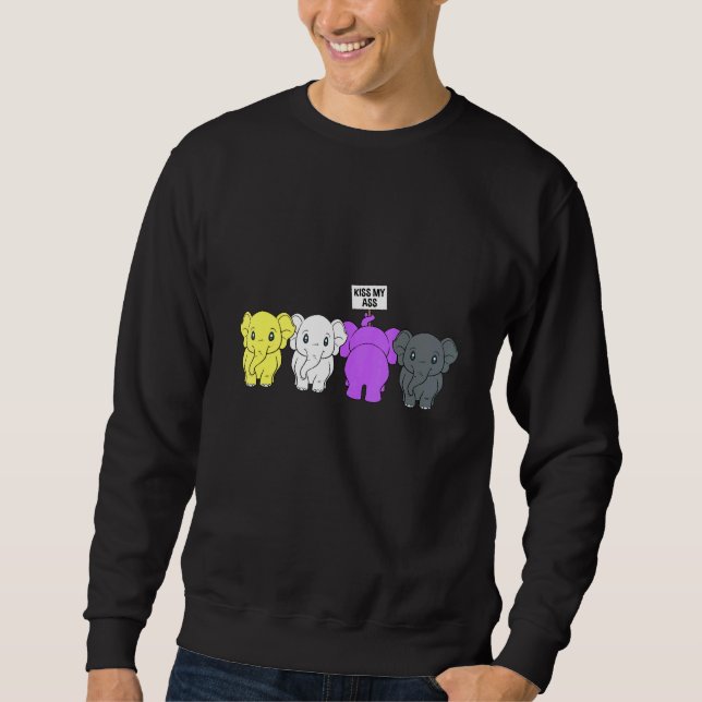 Non Binary Genderqueer Elephants Sweatshirt (Front)