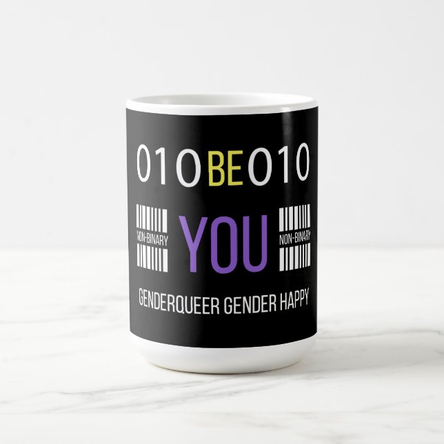 Non Binary Genderqueer Happy  Coffee Mug (Center)