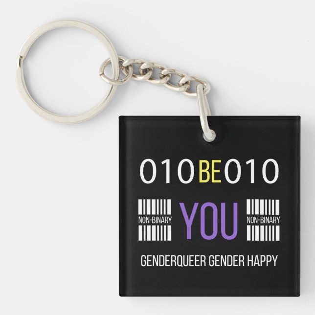 Non Binary Genderqueer Happy  Key Ring (Front)