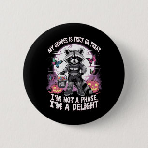 Non-binary Halloween Racoon Pronouns Not A Phase 6 Cm Round Badge