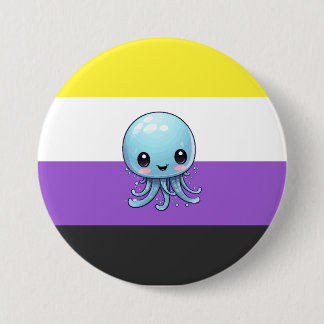 non-binary jellyfish 7.5 cm round badge