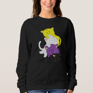 Non Binary Non Binary Cat Lgbt Agender Supporter Sweatshirt