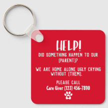 Non-binary Pet Emergency Personalised Keychain