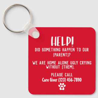 Non-binary Pet Emergency Personalised Keychain