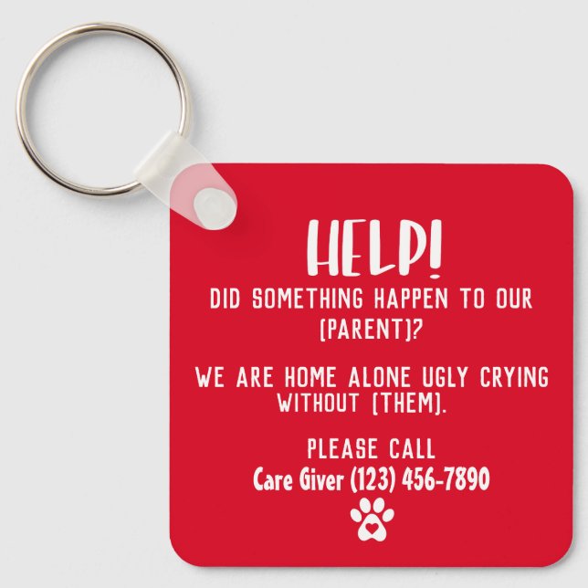 Non-binary Pet Emergency Personalised Keychain (Front)