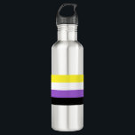 Non Binary Pride 710 Ml Water Bottle<br><div class="desc">The non-binary flag was created in 2014 by activist Kye Rowan. Each stripe color represents different types of non-binary identities: Yellow for people who identify outside of the gender binary, white for nonbinary people with multiple genders, purple for those with a mixture of both male and female genders, and black...</div>