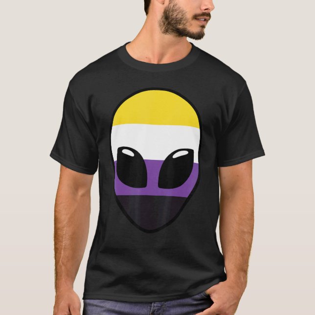 Non Binary Pride Flag   Alien Non Binary Flag T-Shirt (Front)