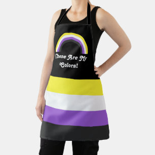 Non-Binary pride flag and rainbow with a text Apron