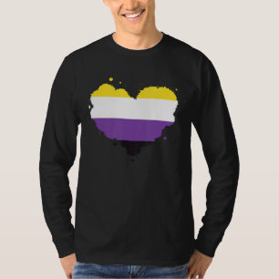 Non Binary Pride Flag Heart Non Binary Flag T-Shirt