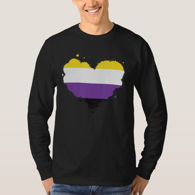 Non Binary Pride Flag Heart Non Binary Flag T-Shirt (Front)