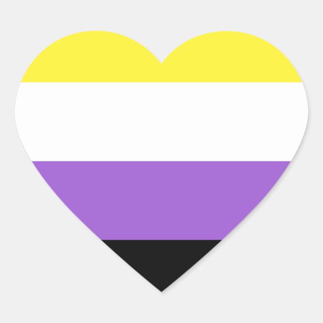 Non Binary Pride Flag Heart Sticker (Front)