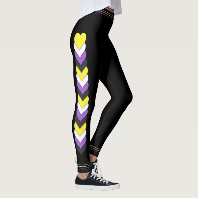 Non-binary pride flag hearts and stripes leggings (Right)