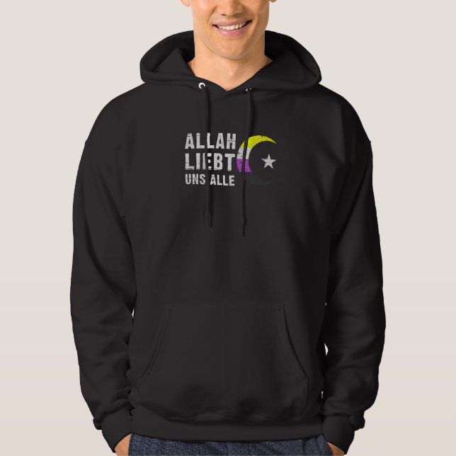 Non Binary Pride Flag Hilal crescent moon Islam  1 Hoodie (Front)