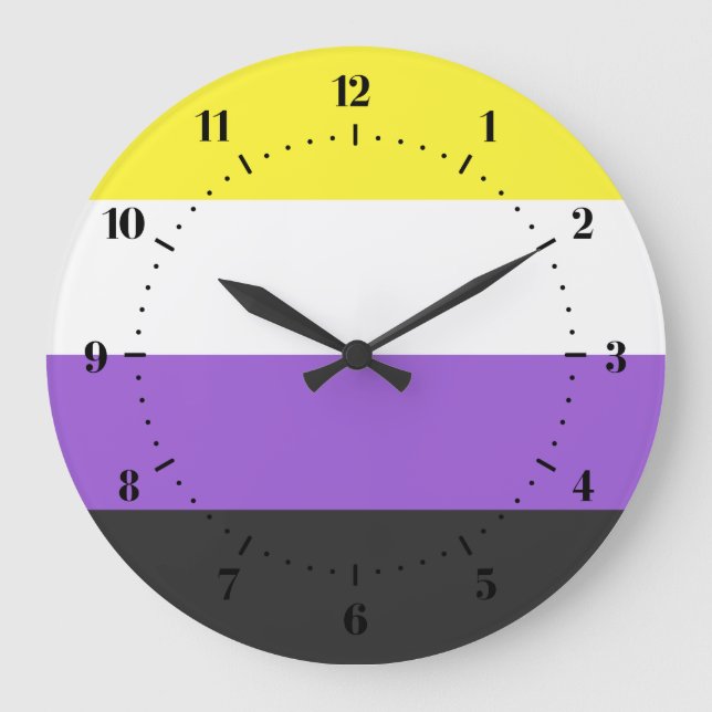 Non-Binary Pride flag Large Clock (Front)