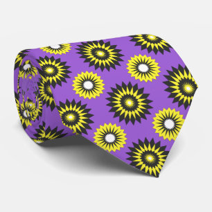 Non-binary pride flag / purple flower pattern tie