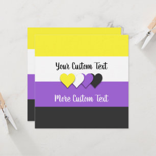 Non-binary pride flag with hearts flat cards
