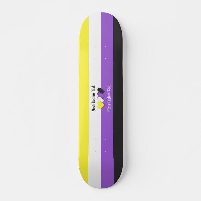 Non-binary pride flag with hearts skateboard (Front)