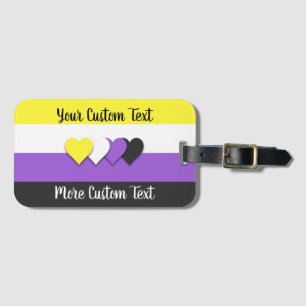 Non-binary pride flag with text luggage tag