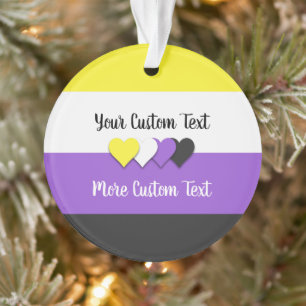 Non-binary pride flag with text ornament