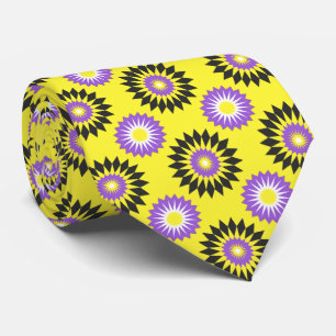 Non-binary pride flag / yellow flower pattern tie