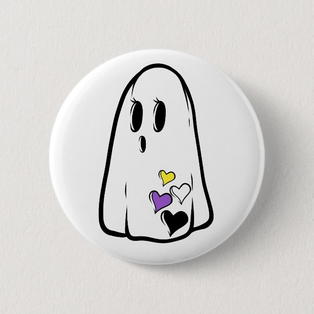 Non-Binary Pride Ghost 6 Cm Round Badge (Front)