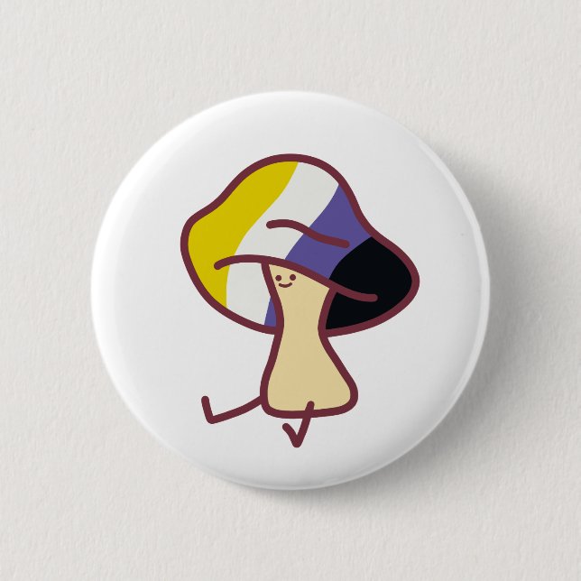 Non-Binary Pride Mushroom Pin  (Front)