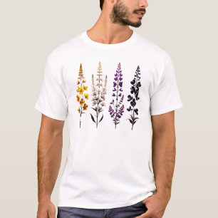 Non Binary Pride Nonbinary Flag Flowers LGBTQ T-Shirt