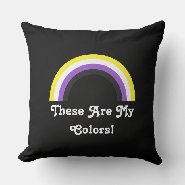 Non-Binary Pride rainbow Throw Pillow (Front)