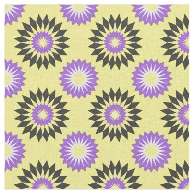 Non-Binary Pride seamless yellow floral pattern Fabric (Close Up)