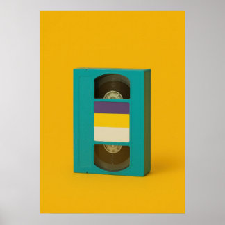 Non-Binary Pride VHS Tape - Retro Pop Art Poster