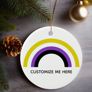 Non-Binary Rainbow Non Binary Pride Flag Custom Ceramic Ornament
