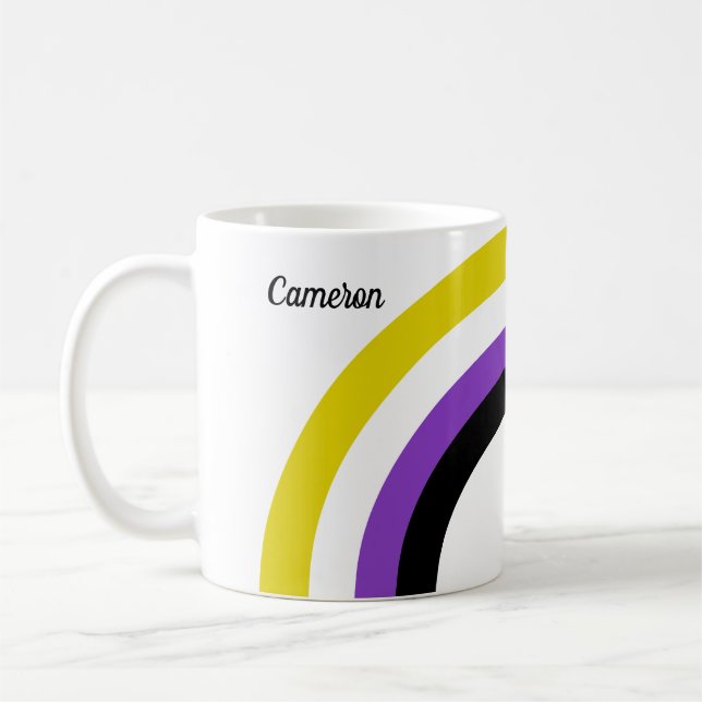 Non-Binary Rainbow Non Binary Pride Flag Monogram  Coffee Mug (Left)