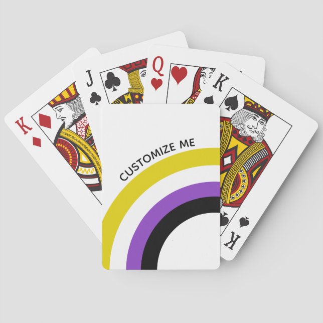 Non Binary Rainbow Pride Flag Personalised Playing Cards (Back)