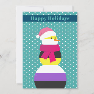 Non-binary snowman snowwoman christmas Card