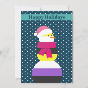 Non-binary snowman snowwoman christmas Card