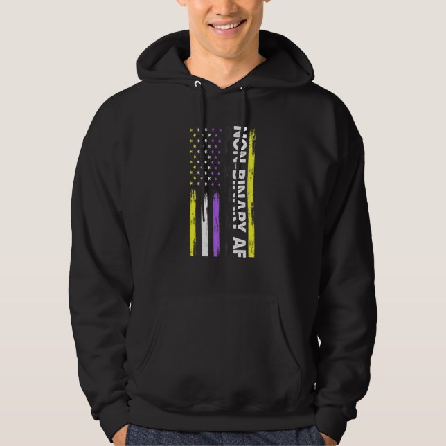 Non-Binary We Are All Human America Flag Non Binar Hoodie (Front)