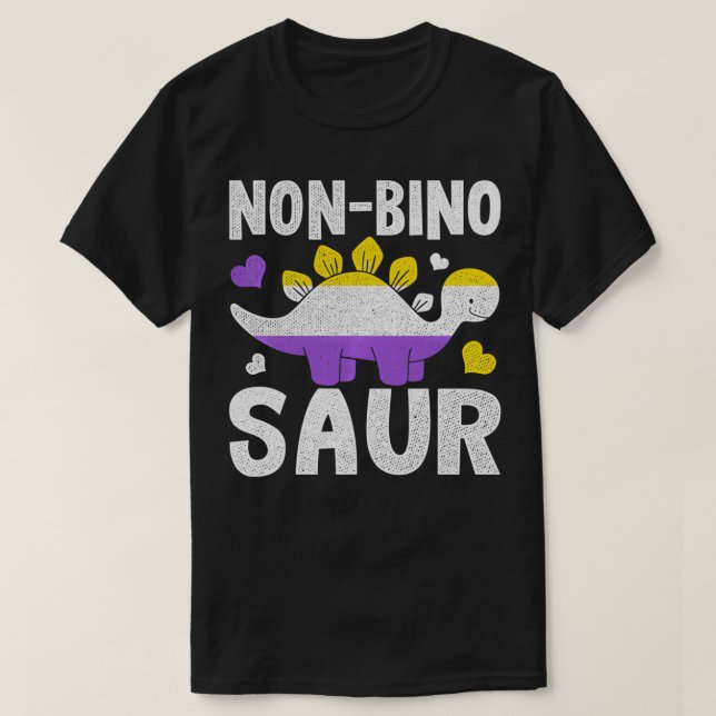 Non Bino Saur Dinosaur Aagender Non Binary Pullove T-Shirt (Design Front)
