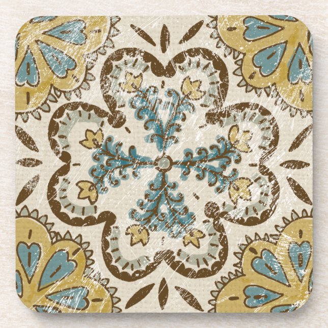 Non-Embellished Batik Square II Coaster (Front)