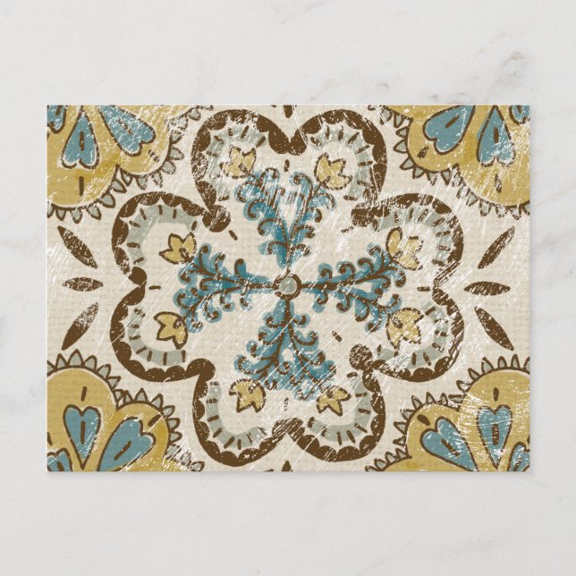 Non-Embellished Batik Square II Postcard (Front)