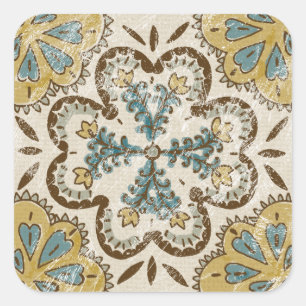 Non-Embellished Batik Square II Square Sticker