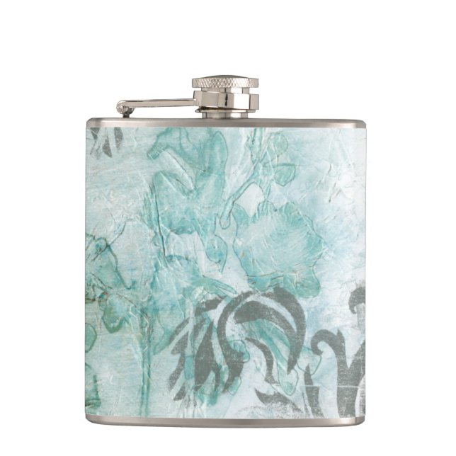Non-Embellished Flower Spray III Hip Flask (Front)
