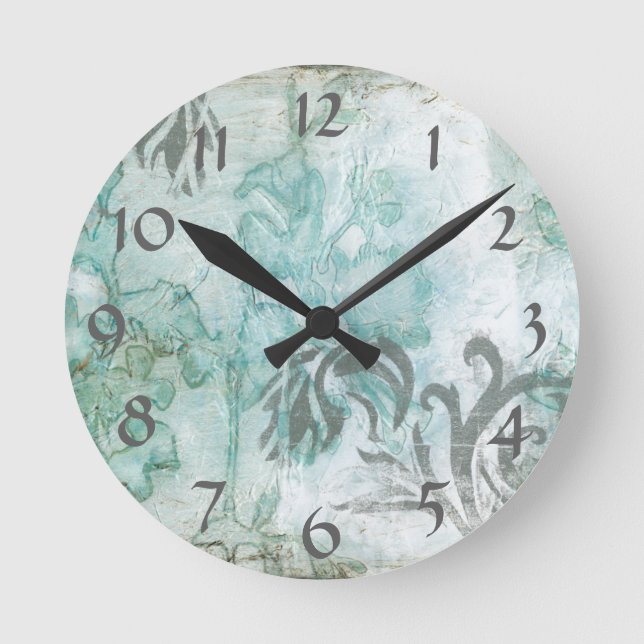 Non-Embellished Flower Spray III Round Clock (Front)