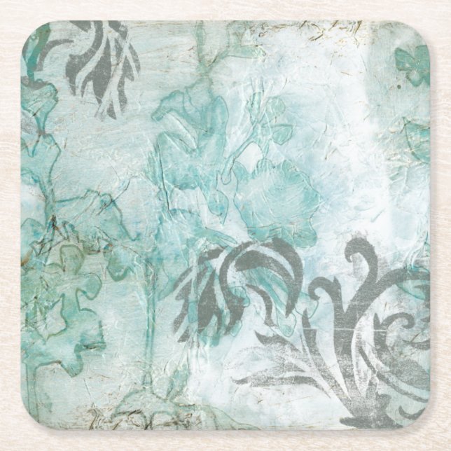 Non-Embellished Flower Spray III Square Paper Coaster (Front)