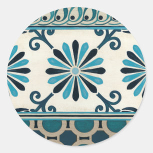 Non-Embellished Indigo Frieze II Classic Round Sticker