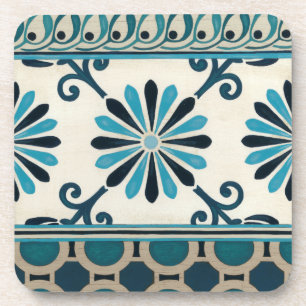 Non-Embellished Indigo Frieze II Coaster