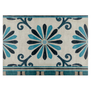 Non-Embellished Indigo Frieze II Cutting Board