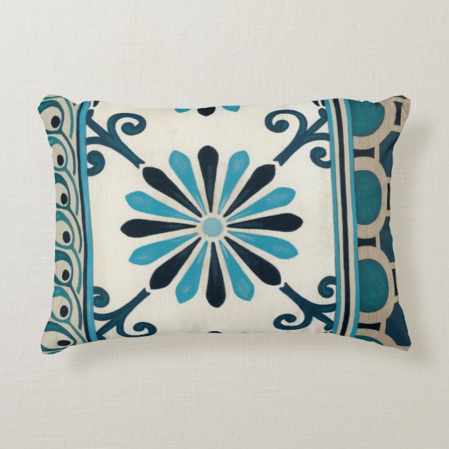 Non-Embellished Indigo Frieze II Decorative Cushion (Front)