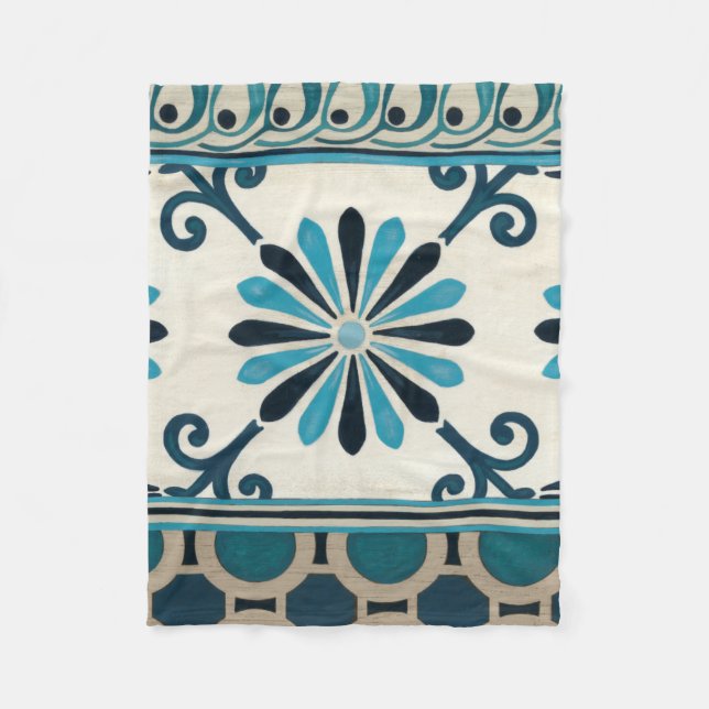Non-Embellished Indigo Frieze II Fleece Blanket (Front)