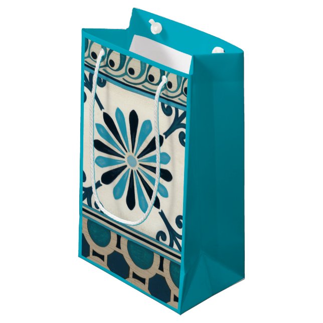 Non-Embellished Indigo Frieze II Small Gift Bag (Front Angled)